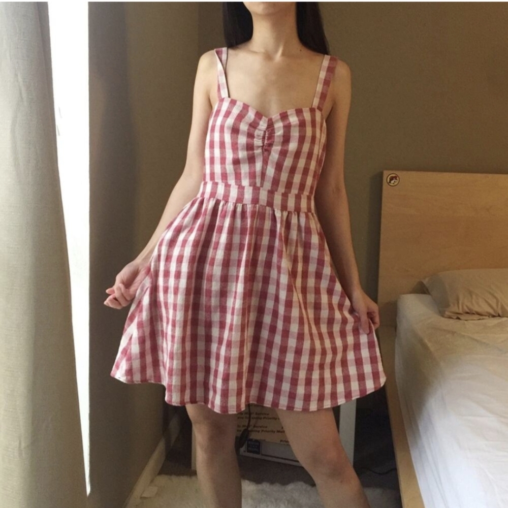 Zara TRF Collection Red and White Gingham Dress.